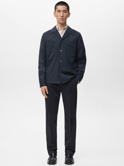 Mango Milton Button Through Shirt, Navy - view 2, Navy