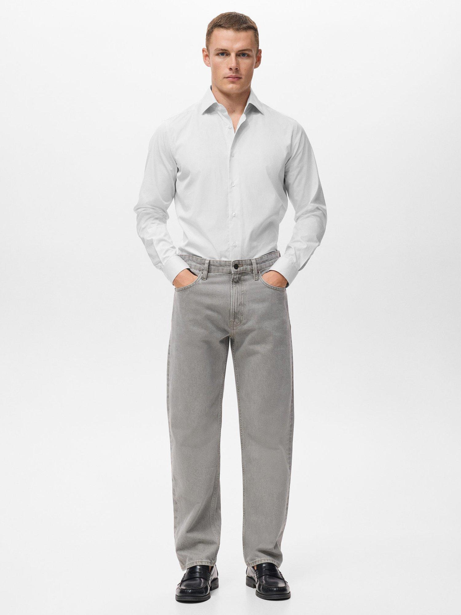 Product image 2 of 8, which shows Mango Vecchia Striped Long Sleeve Shirt, Grey, M