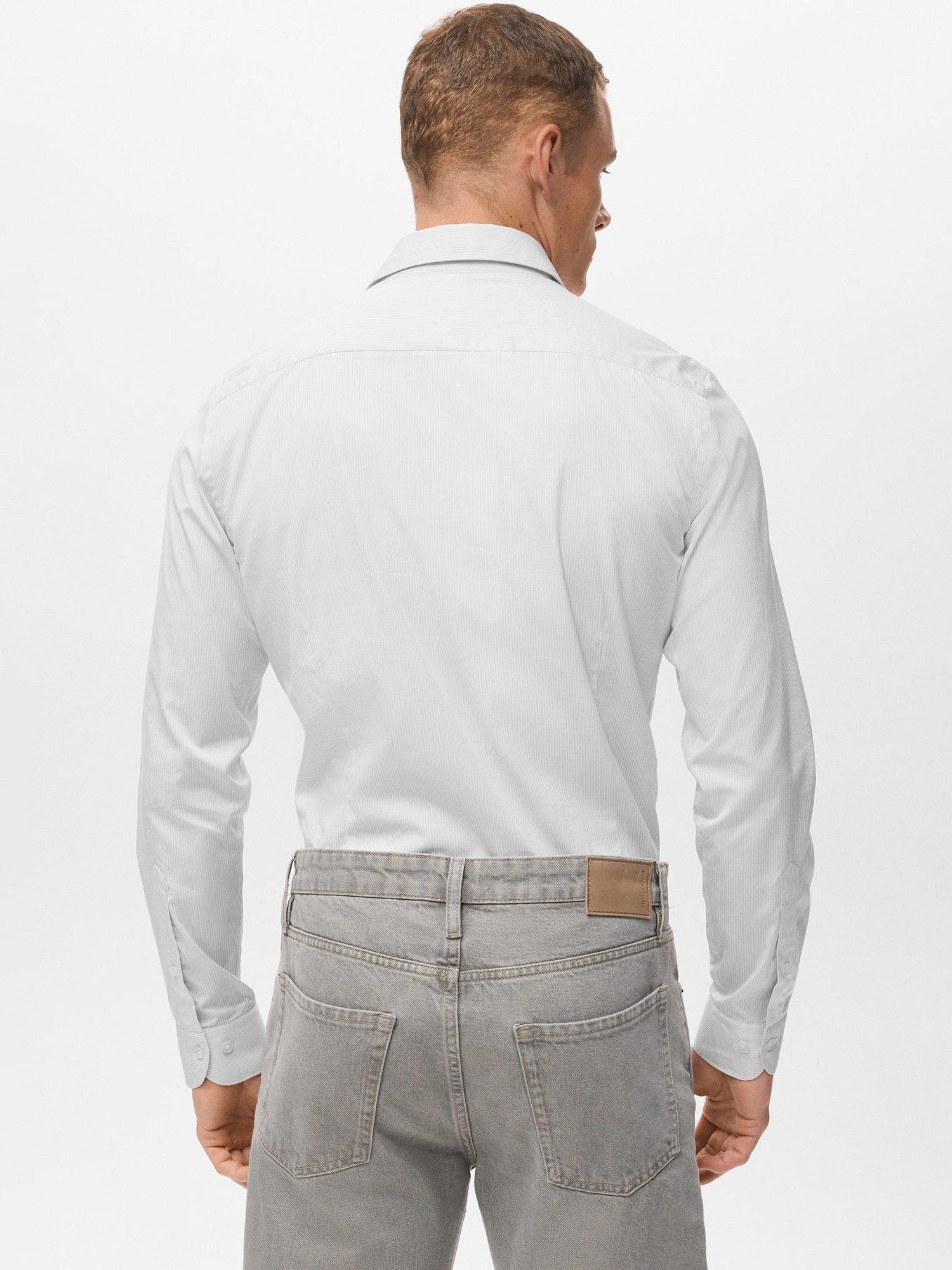 Product image 4 of 8, which shows Mango Vecchia Striped Long Sleeve Shirt, Grey, M