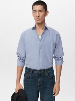 Mango Vecchia Striped Long Sleeve Shirt, Medium Blue