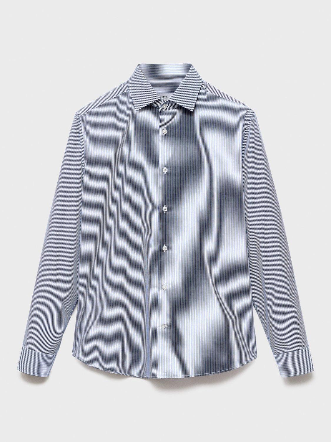 Product image 3 of 8, which shows Mango Vecchia Striped Long Sleeve Shirt, Medium Blue, M