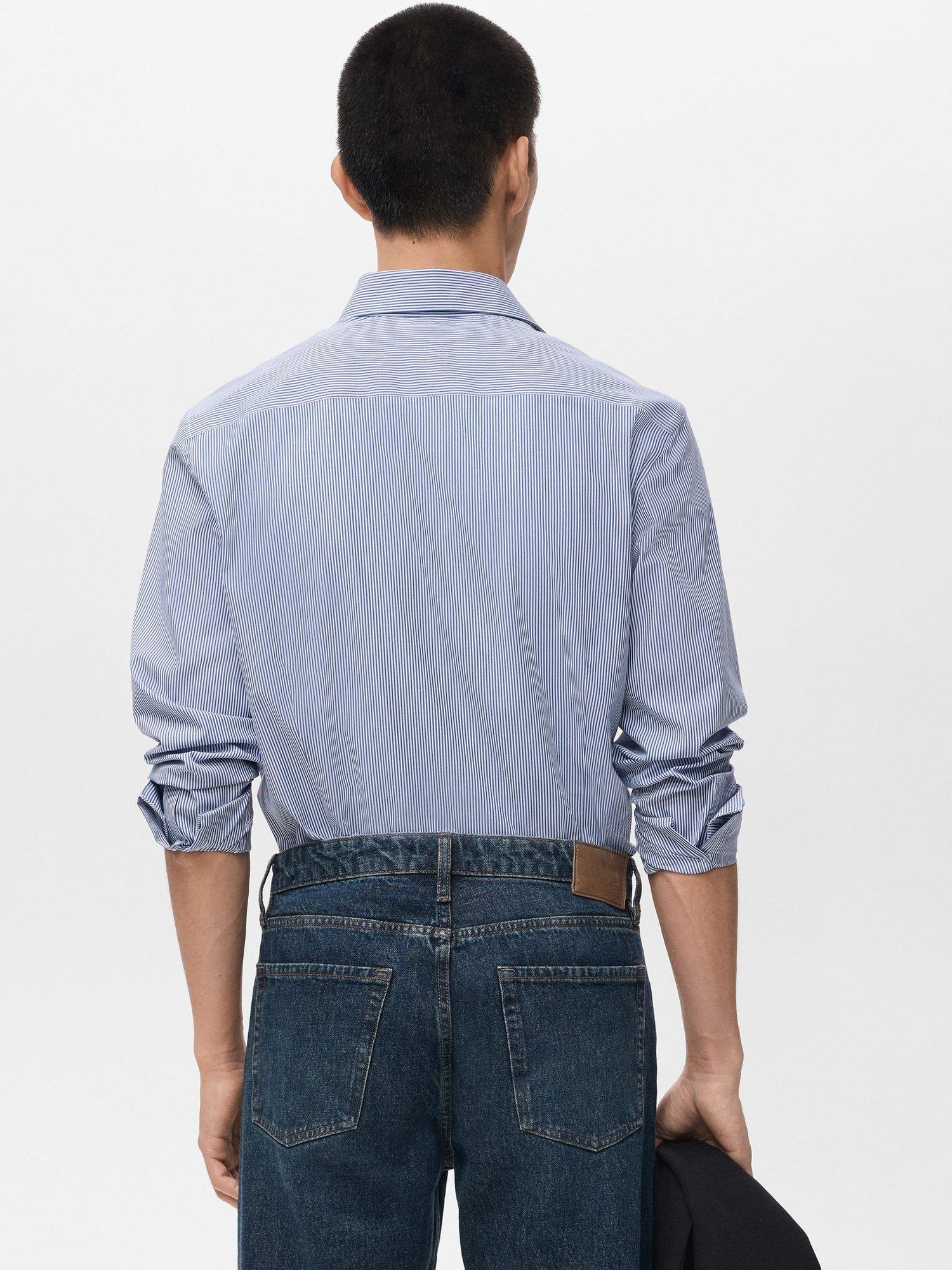 Product image 4 of 8, which shows Mango Vecchia Striped Long Sleeve Shirt, Medium Blue, M