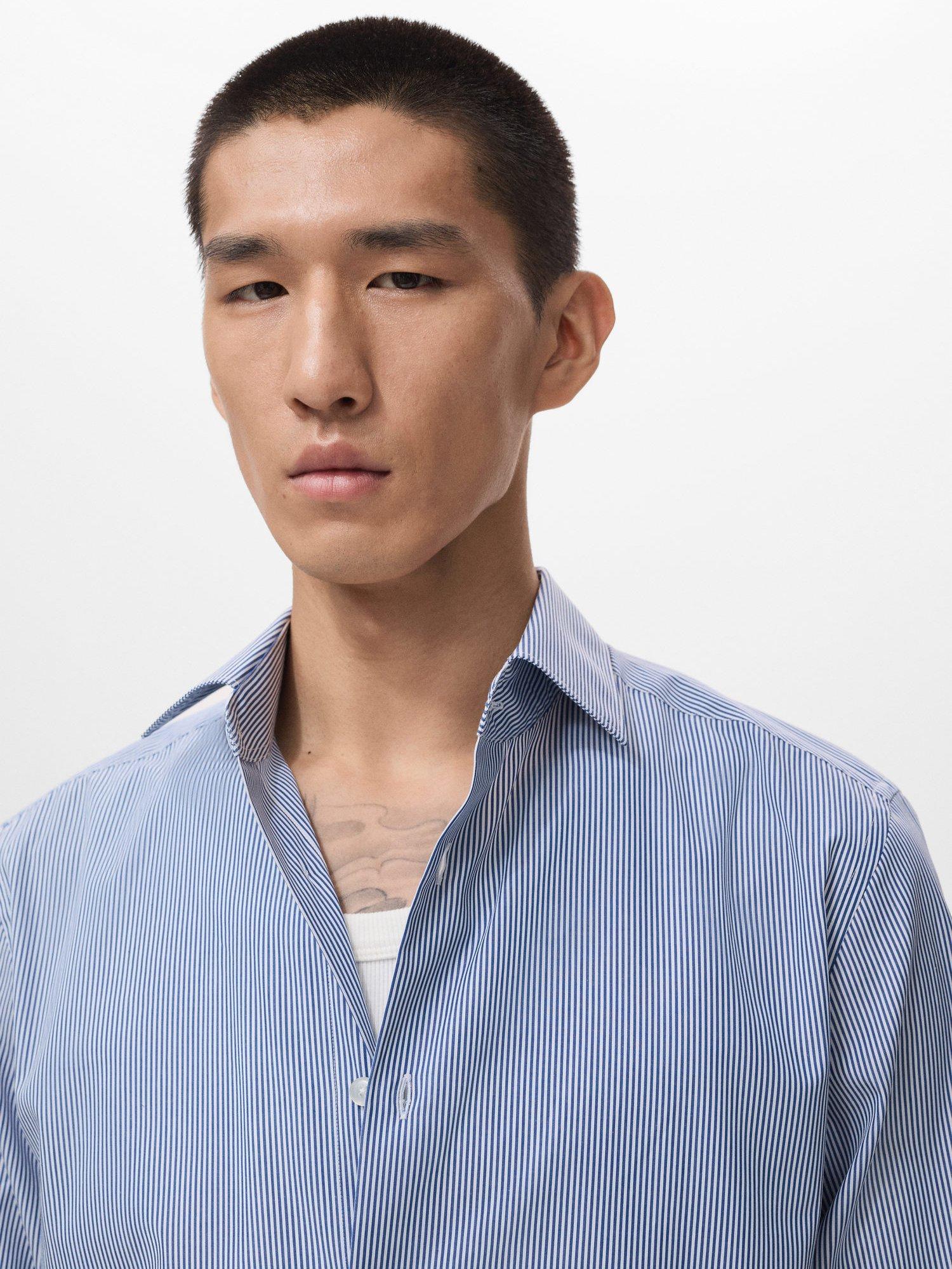 Product image 6 of 8, which shows Mango Vecchia Striped Long Sleeve Shirt, Medium Blue, M