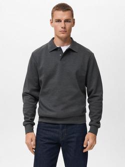 Mango Bola Collar Neck Sweatshirt, Dark Grey