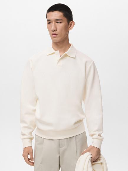 Mango Bola Collar Neck Sweatshirt, White