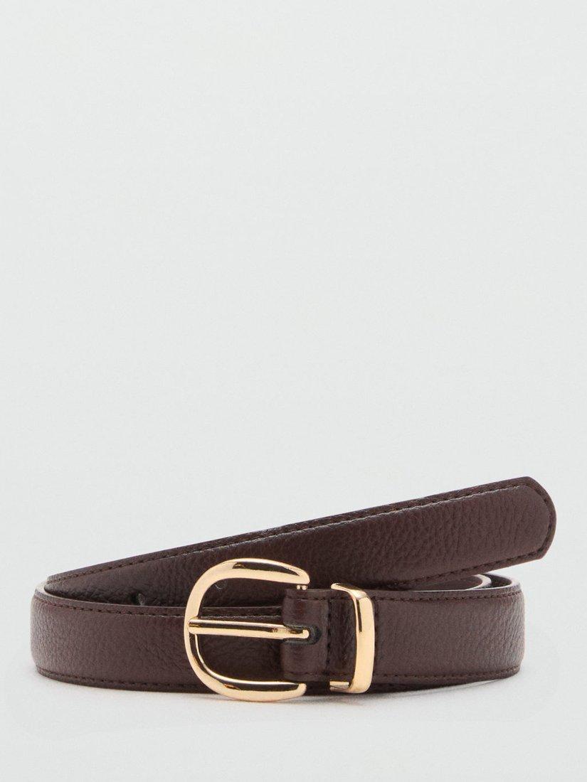 Product image 1 of 4, which shows Mango Laminas Buckle Belt, Dark Brown, L