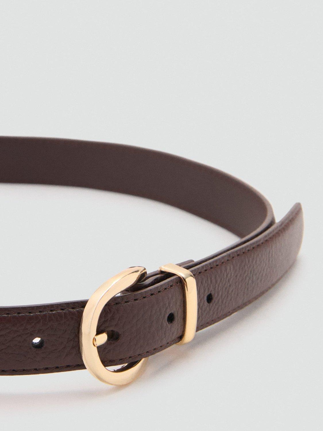 Product image 3 of 4, which shows Mango Laminas Buckle Belt, Dark Brown, L
