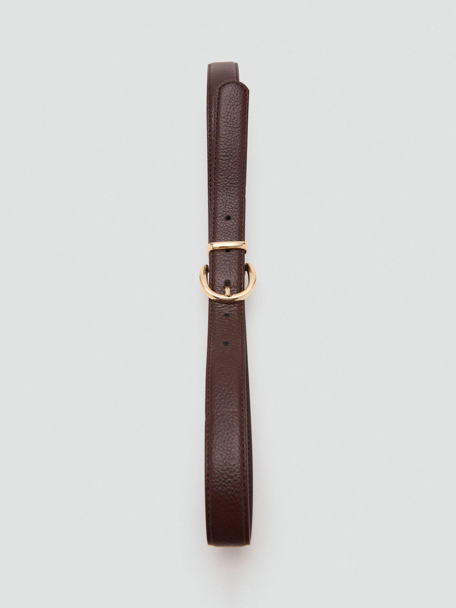 Product image 4 of 4, which shows Mango Laminas Buckle Belt, Dark Brown, L