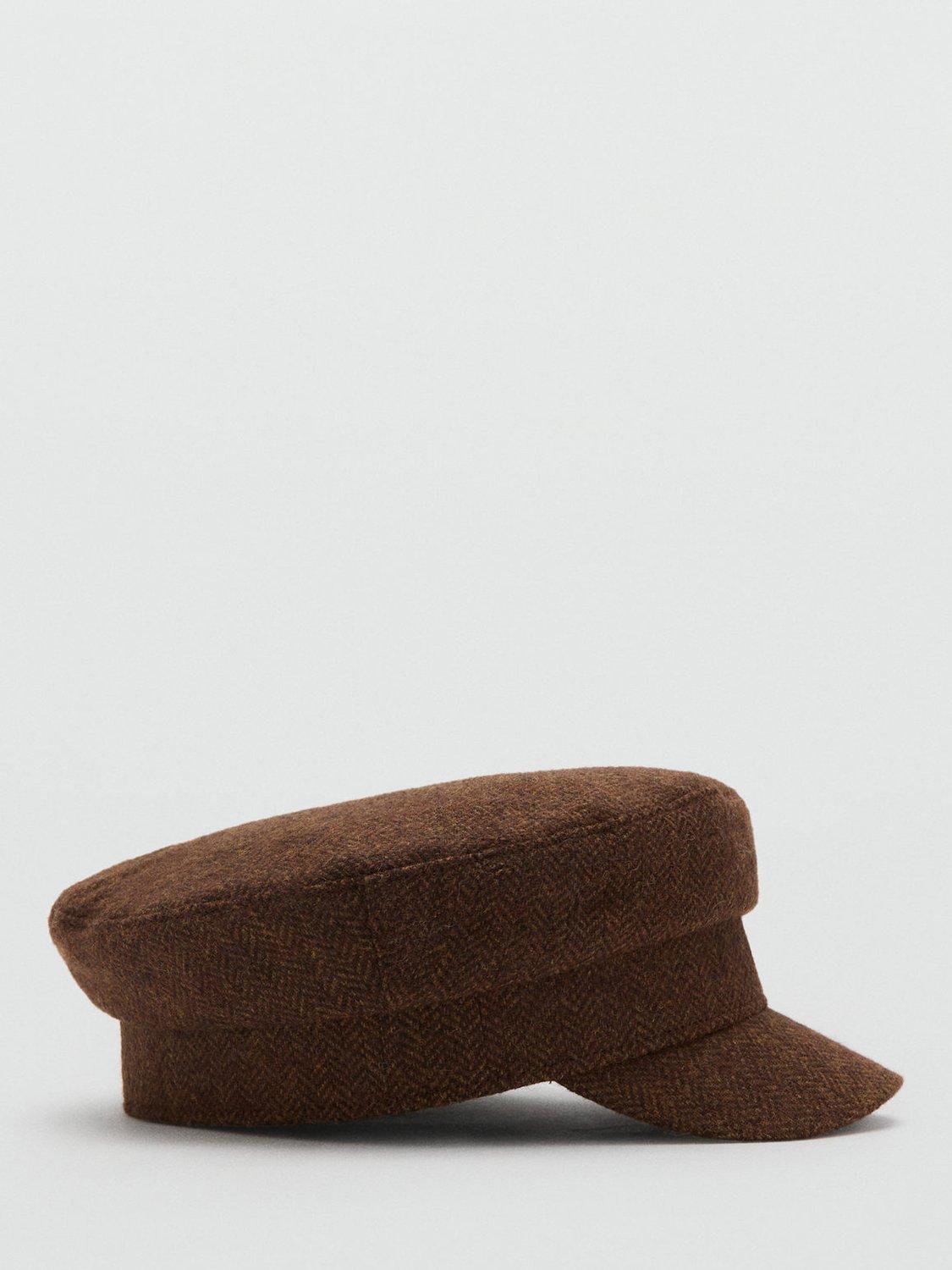 Product image 1 of 4, which shows Mango Nelf Baker Boy Hat, Brown, S