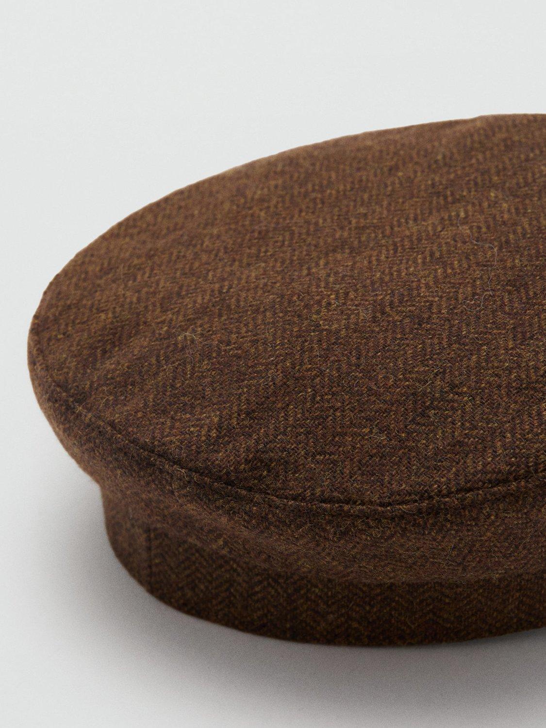 Product image 3 of 4, which shows Mango Nelf Baker Boy Hat, Brown, S
