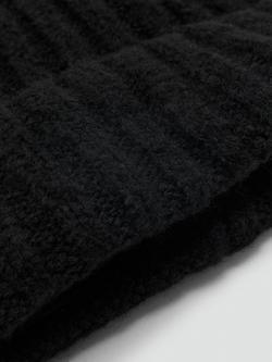 Mango Rina Textured Beanie Hat, Black - view 2, Black