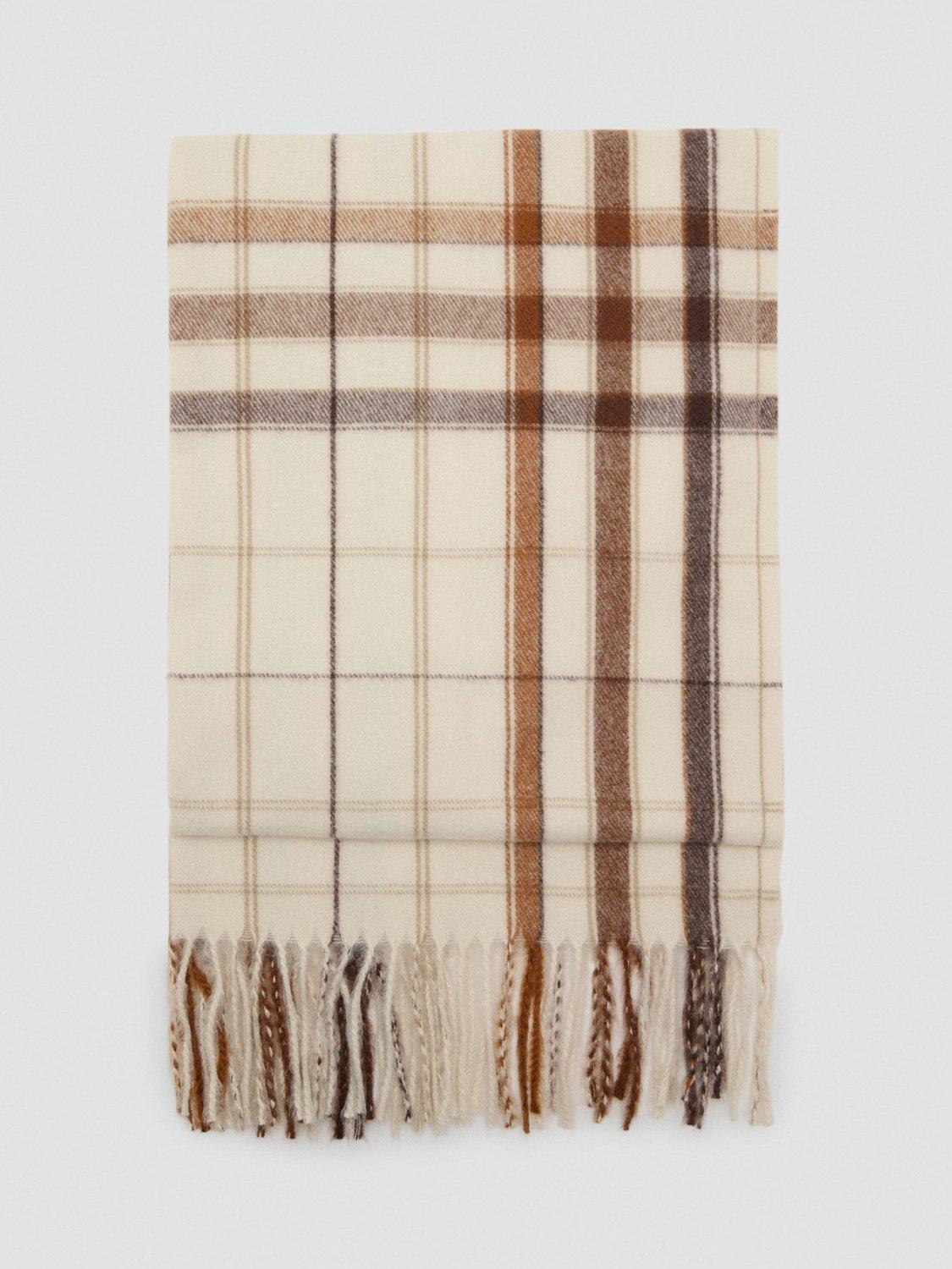 Product image 1 of 2, which shows Mango Godello Check Scarf, Light Beige, One Size