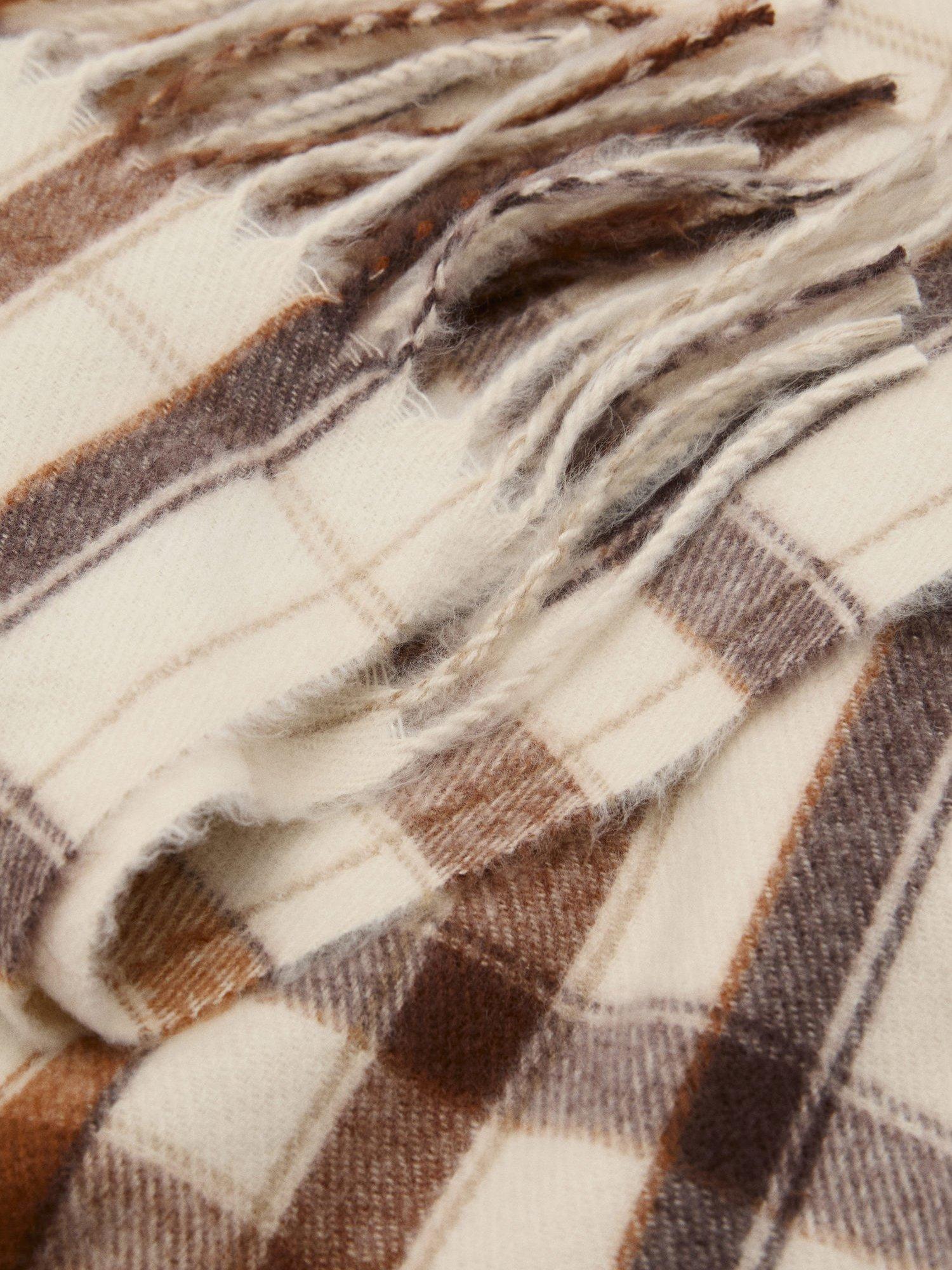 Product image 2 of 2, which shows Mango Godello Check Scarf, Light Beige, One Size