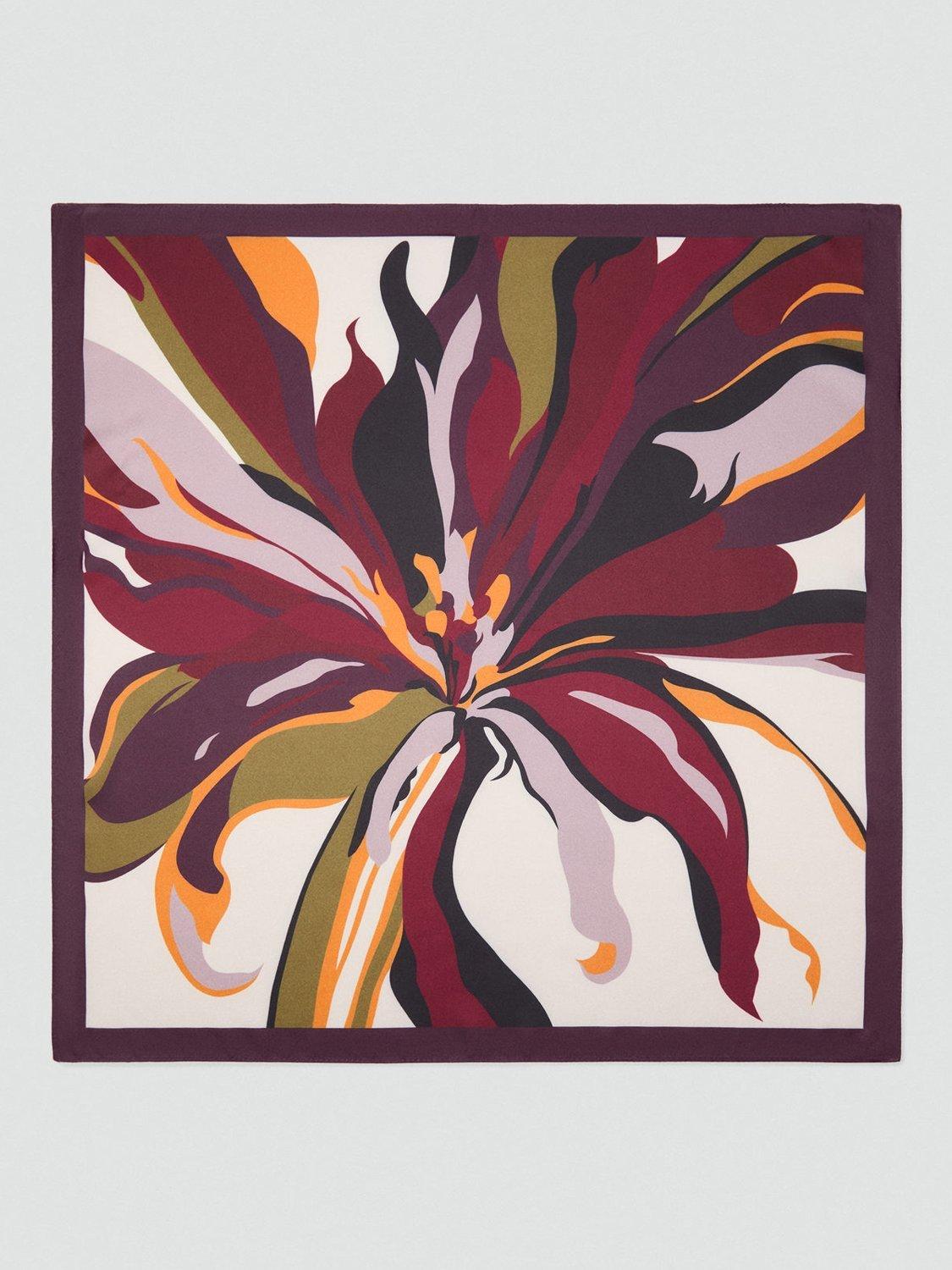 Mango Lirio Floral Scarf, Dark Red