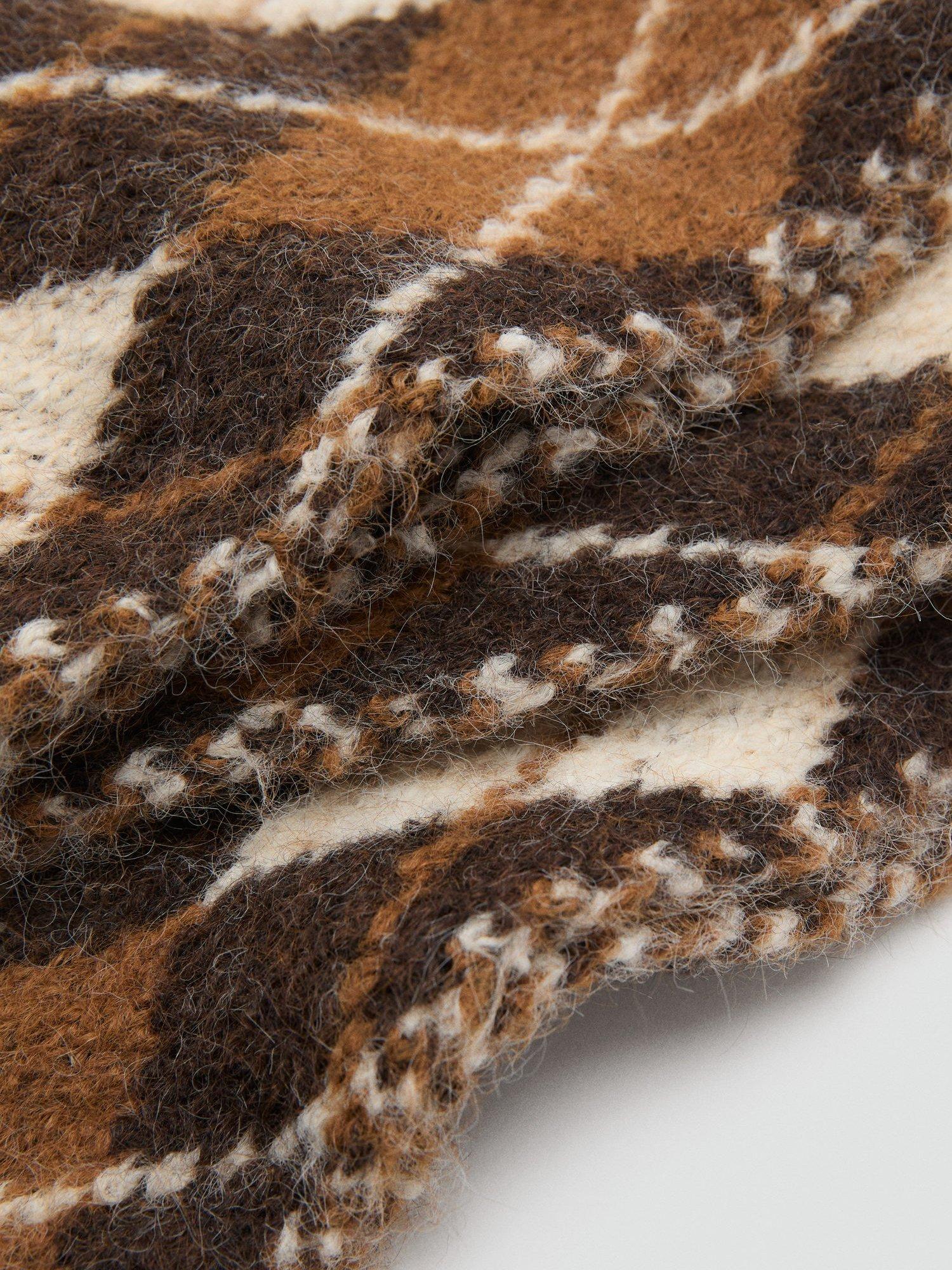 Product image 2 of 3, which shows Mango Rombos Argyle Scarf, Brown, One Size