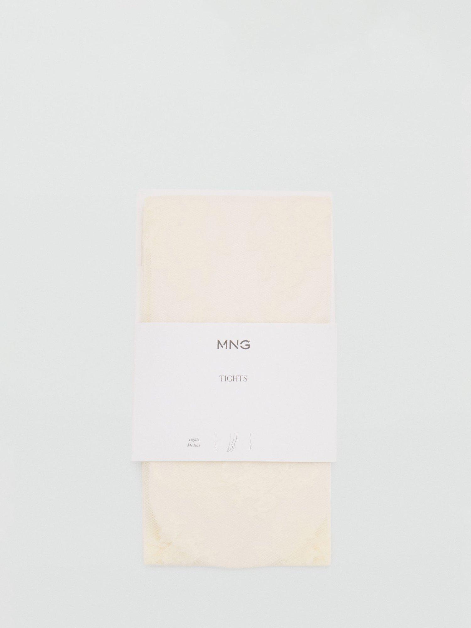 Product image 4 of 5, which shows Mango Lace Flowers Tights, Light Beige, L