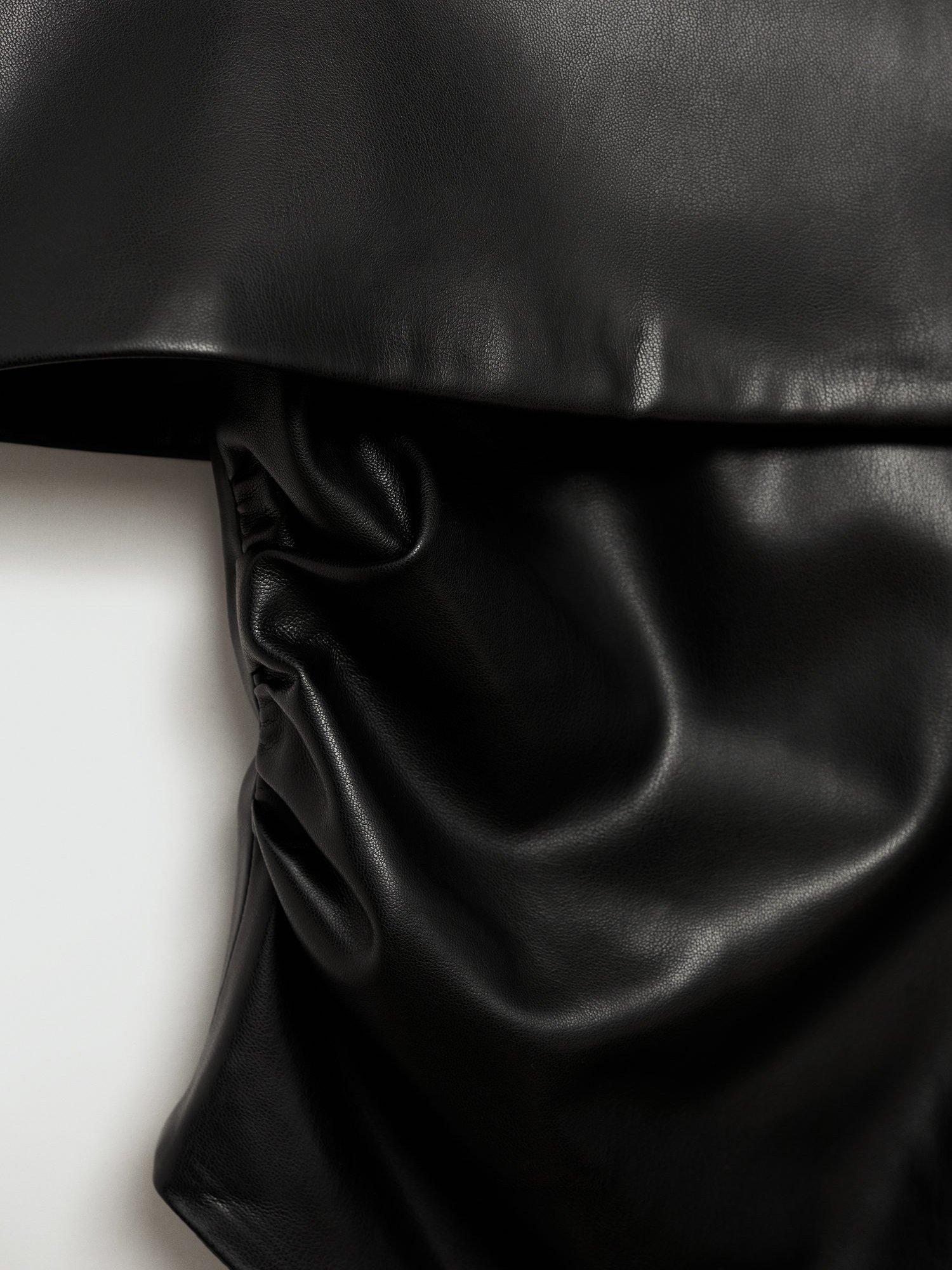 Product image 5 of 7, which shows Mango Robbie Asymmetric Faux Leather Top, Black, S