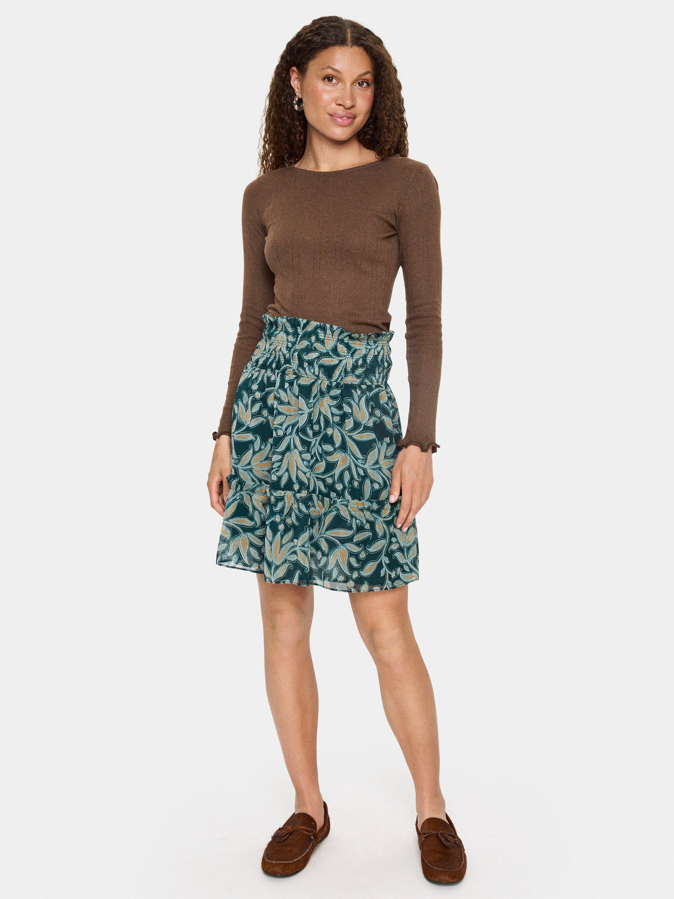 Product image 3 of 6, which shows Saint Tropez Maxine Floral Mini Skirt, Pine Autumn, XS