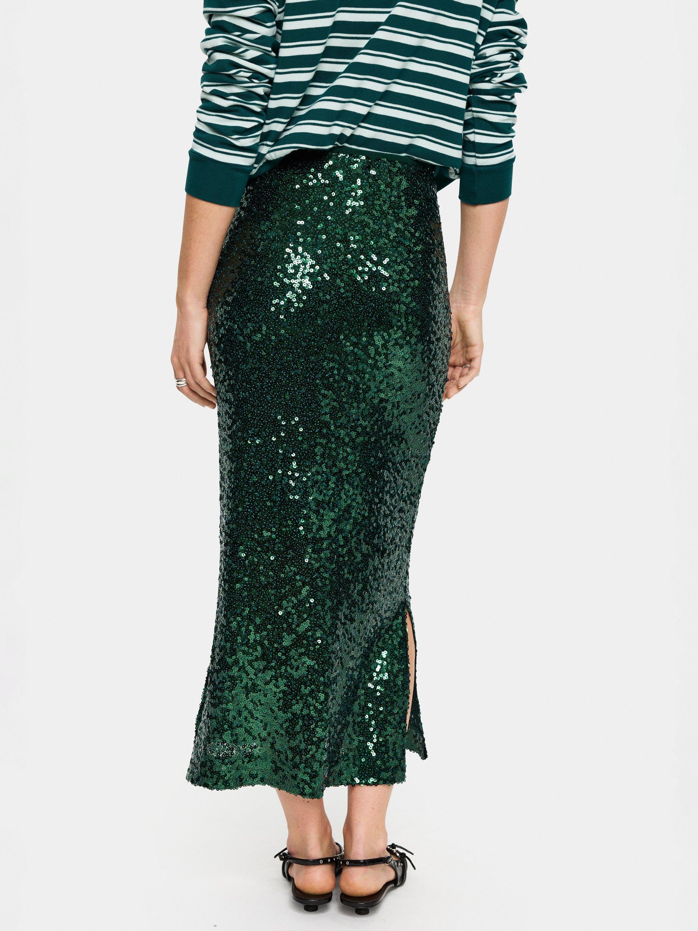 Product image 2 of 6, which shows Saint Tropez Myra Sequin Midi Skirt, June Bug, XL