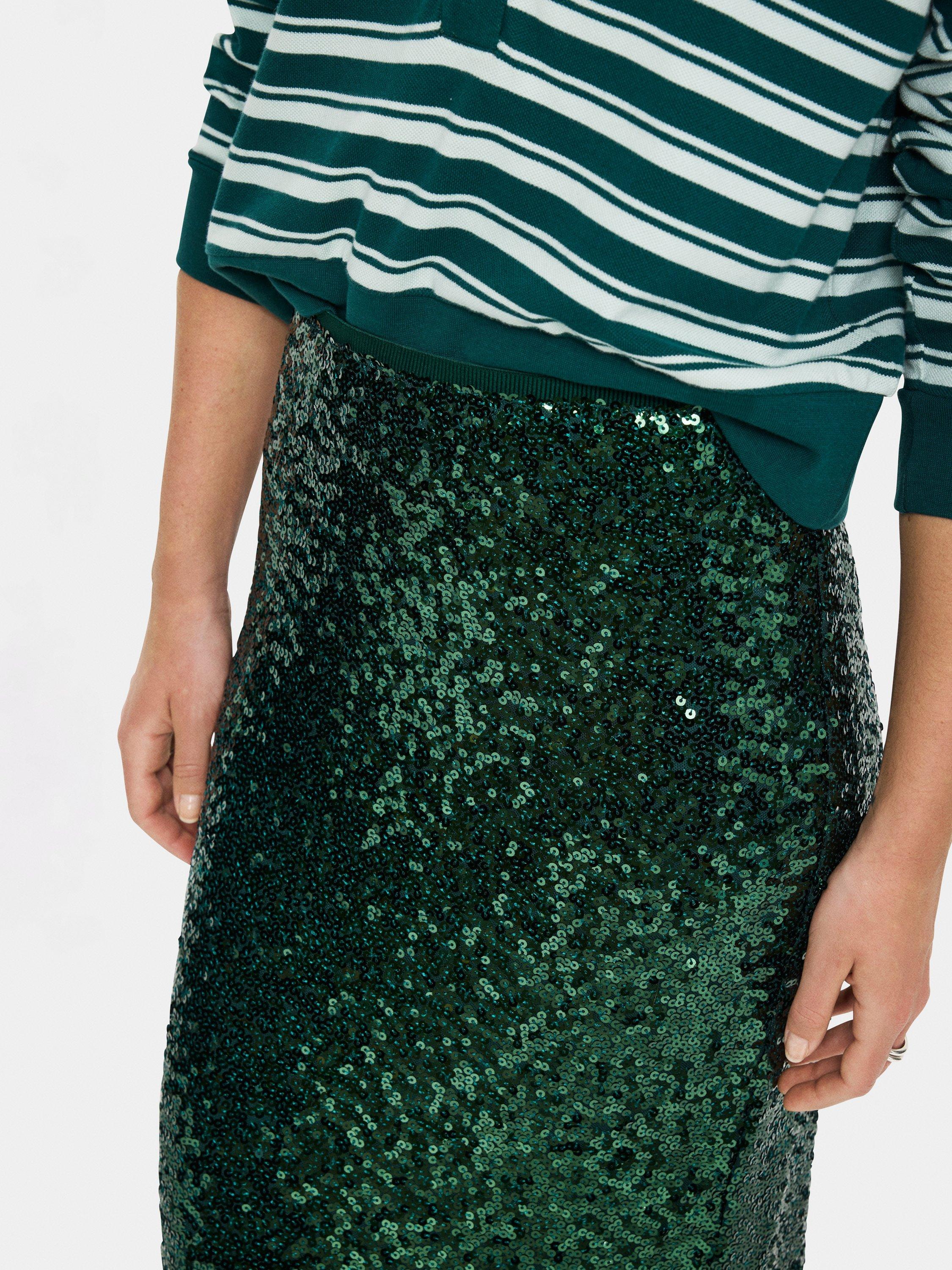 Product image 4 of 6, which shows Saint Tropez Myra Sequin Midi Skirt, June Bug, XL