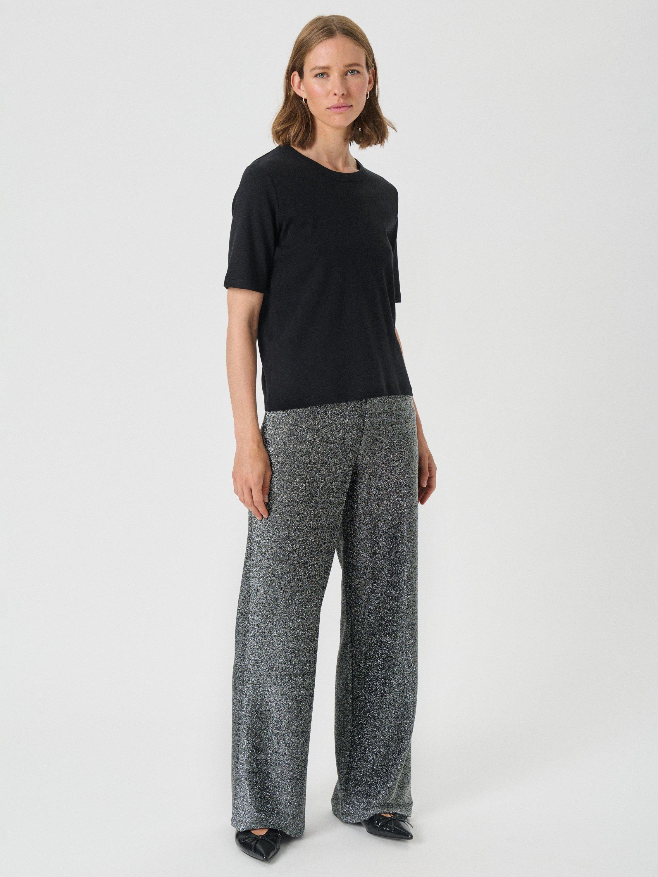 Product image 3 of 6, which shows Part Two Vibekke Straight Leg Culotte Trousers, Black/Multi, XL
