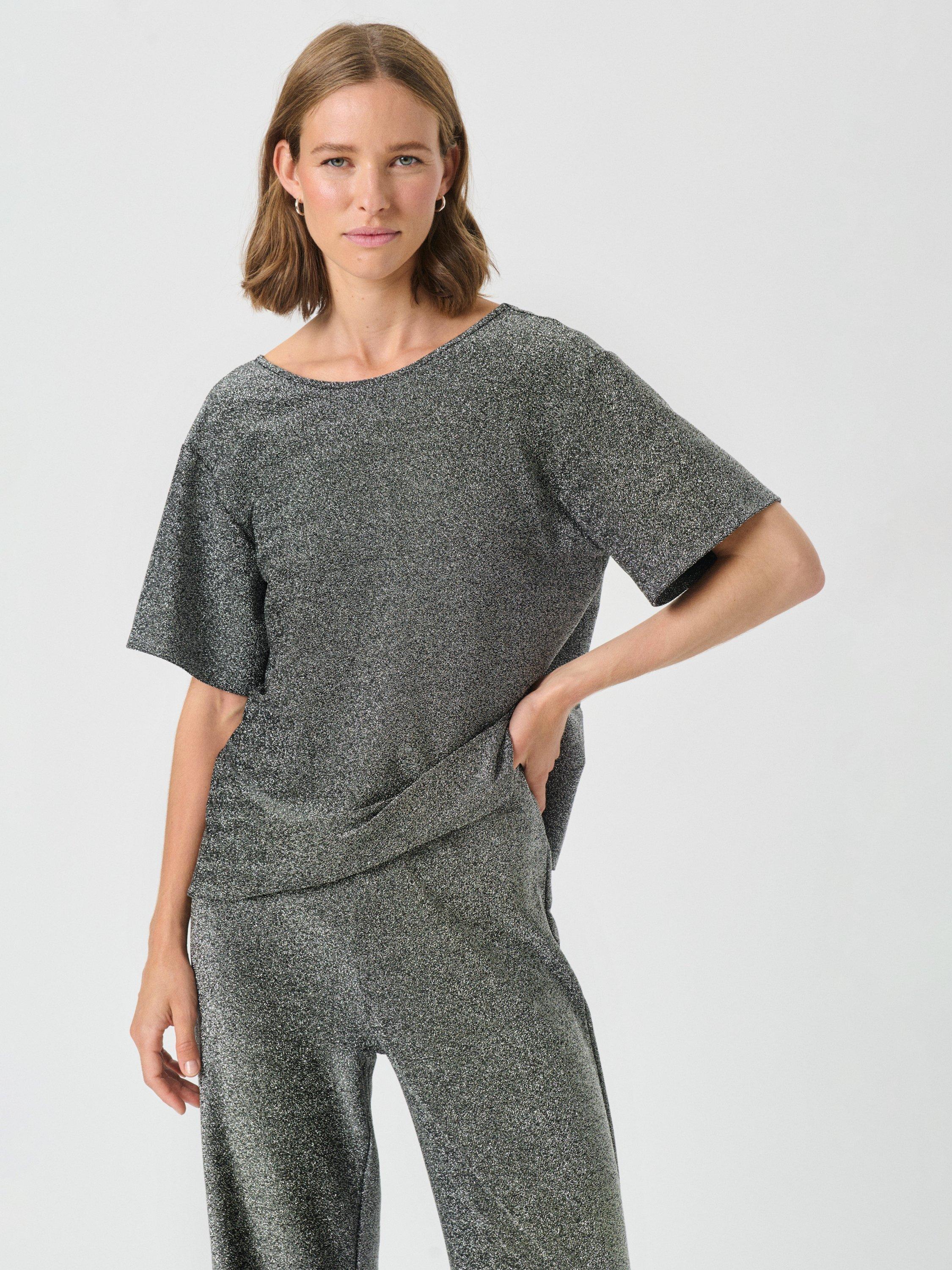 Product image 1 of 6, which shows Part Two Verrona Short Sleeve Round Neck T-Shirt, Black, L