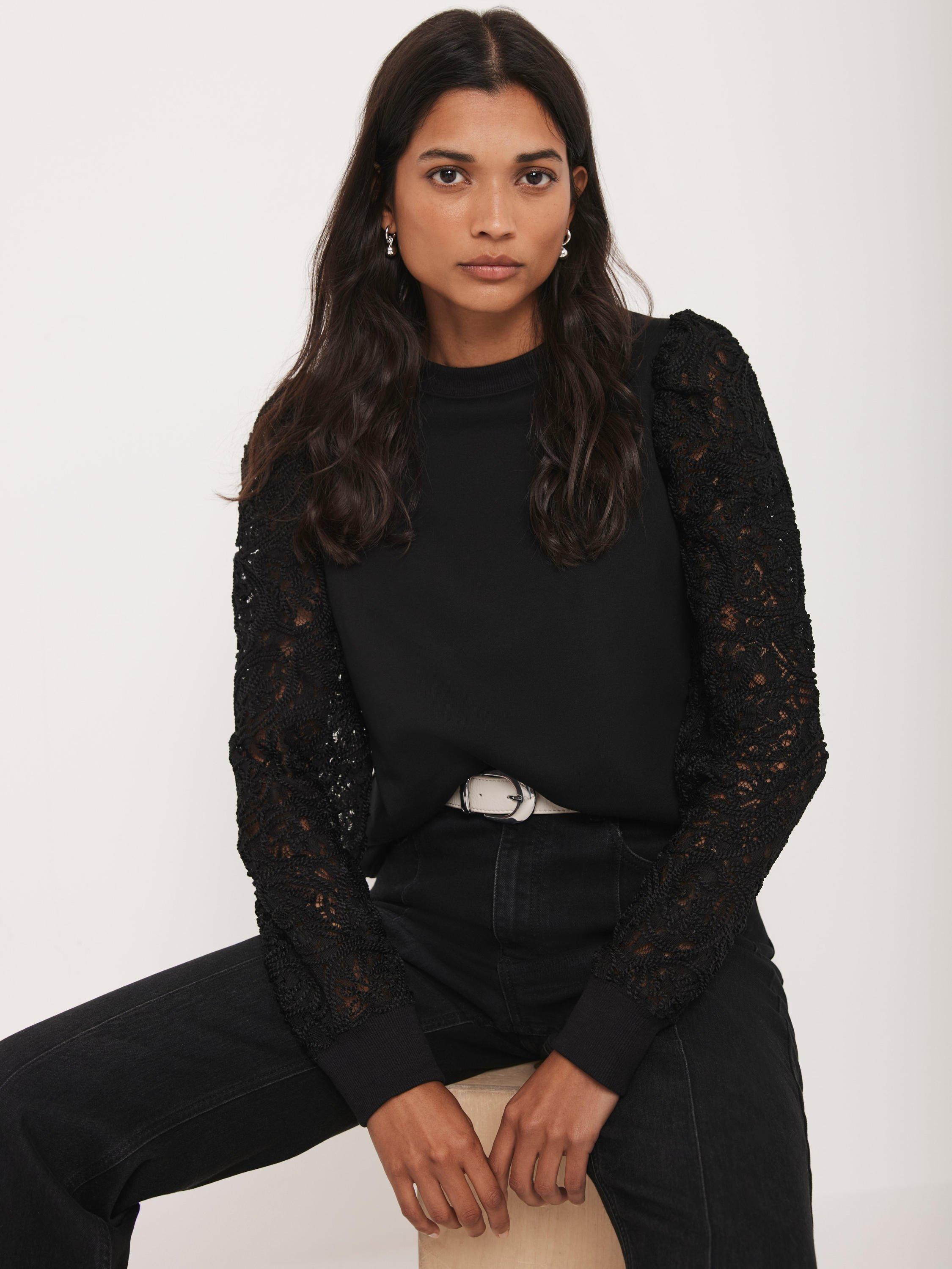トップス ANDMARY LIL LACE KNIT TOPS BLACK ANDMARY】Lil lace knit tops