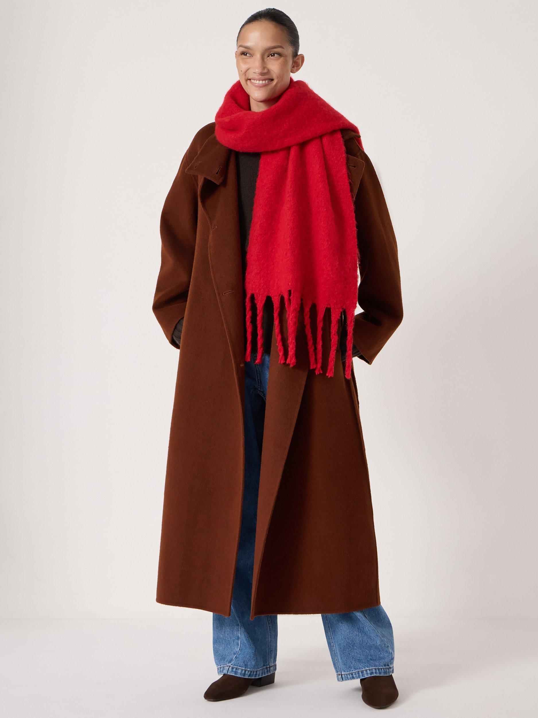 Product image 1 of 2, which shows HUSH Aspen Fringed Scarf, Bright Red, One Size