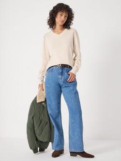 HUSH Emily Cotton Puff Sleeve V Neck Jersey Top - view 2, Almond