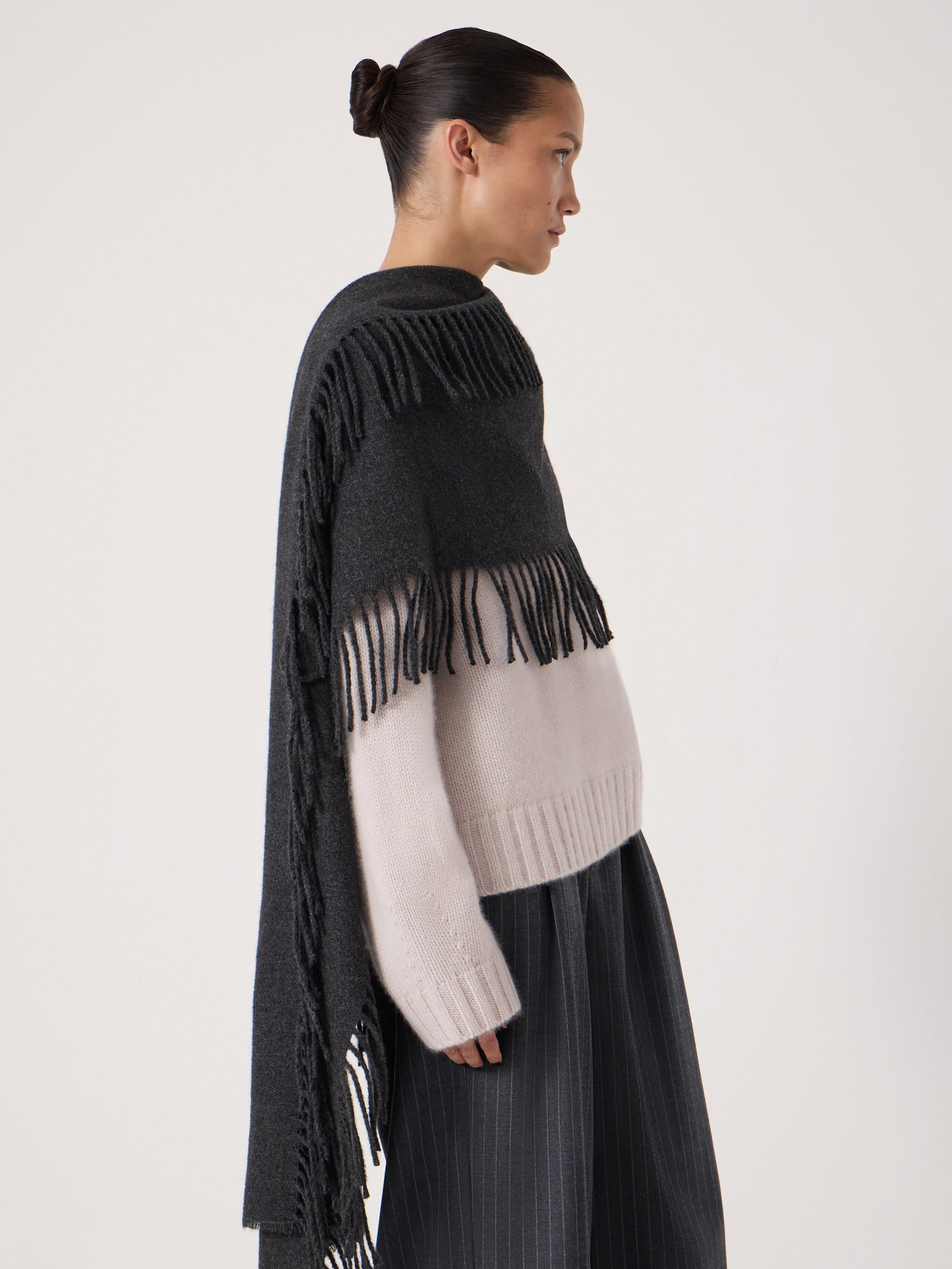 Product image 2 of 2, which shows HUSH Fringed Scarf, Charcoal Art, One Size