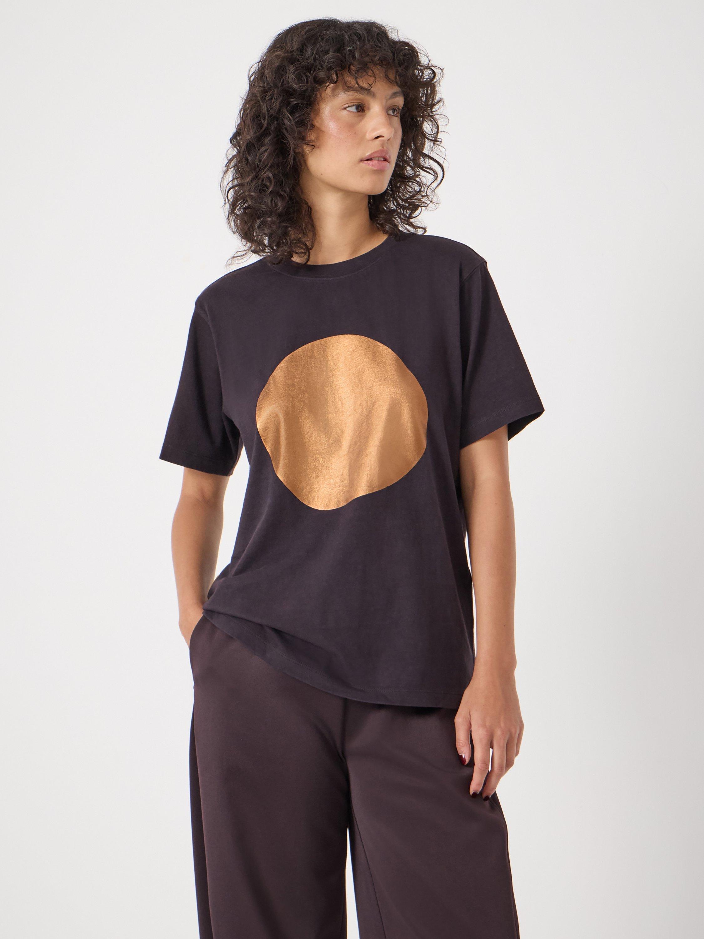 Product image 1 of 5, which shows HUSH Foil Graphic T-Shirt, Plum Purple, XS-S