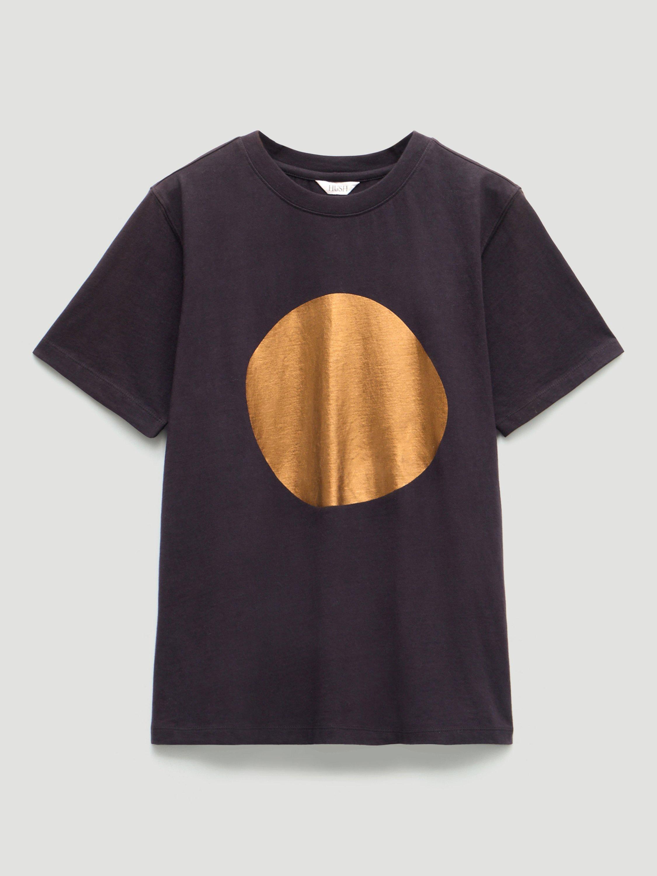 Product image 4 of 5, which shows HUSH Foil Graphic T-Shirt, Plum Purple, XS-S