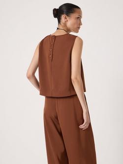 HUSH Vera Sleeveless Satin Top, Toffee Brown - view 2, Toffee Brown