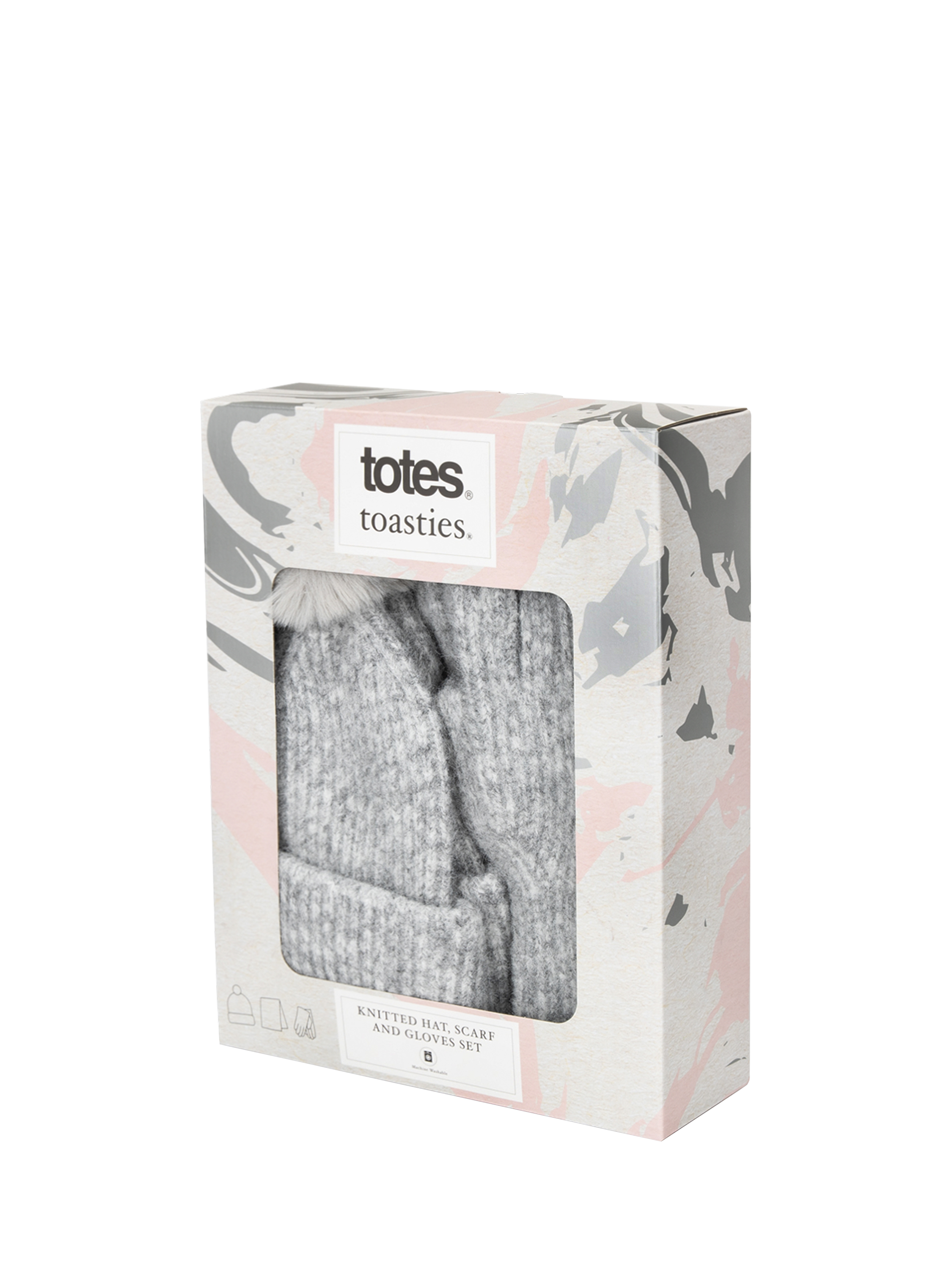 Product image 3 of 4, which shows totes Knitted Hat, Scarf & Gloves Set, Grey