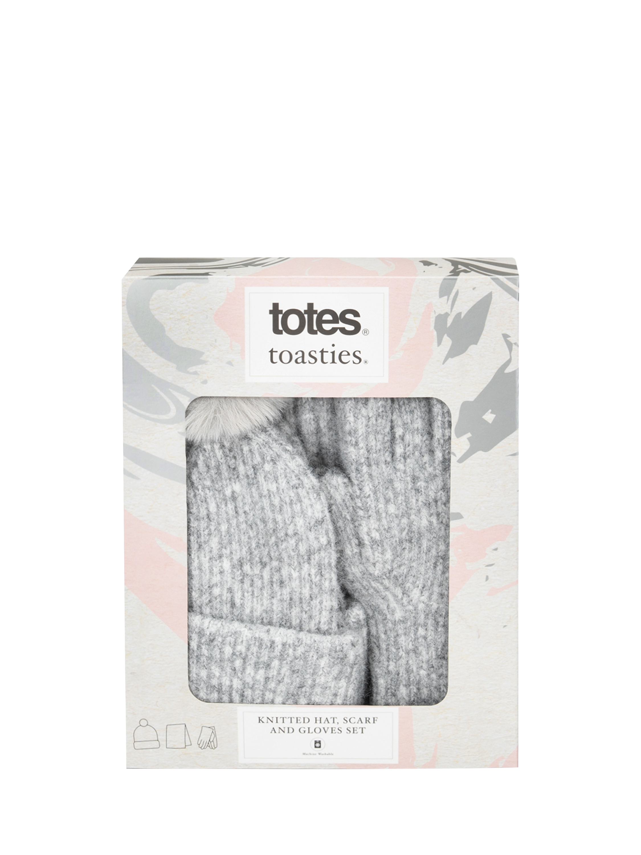 Product image 4 of 4, which shows totes Knitted Hat, Scarf & Gloves Set, Grey