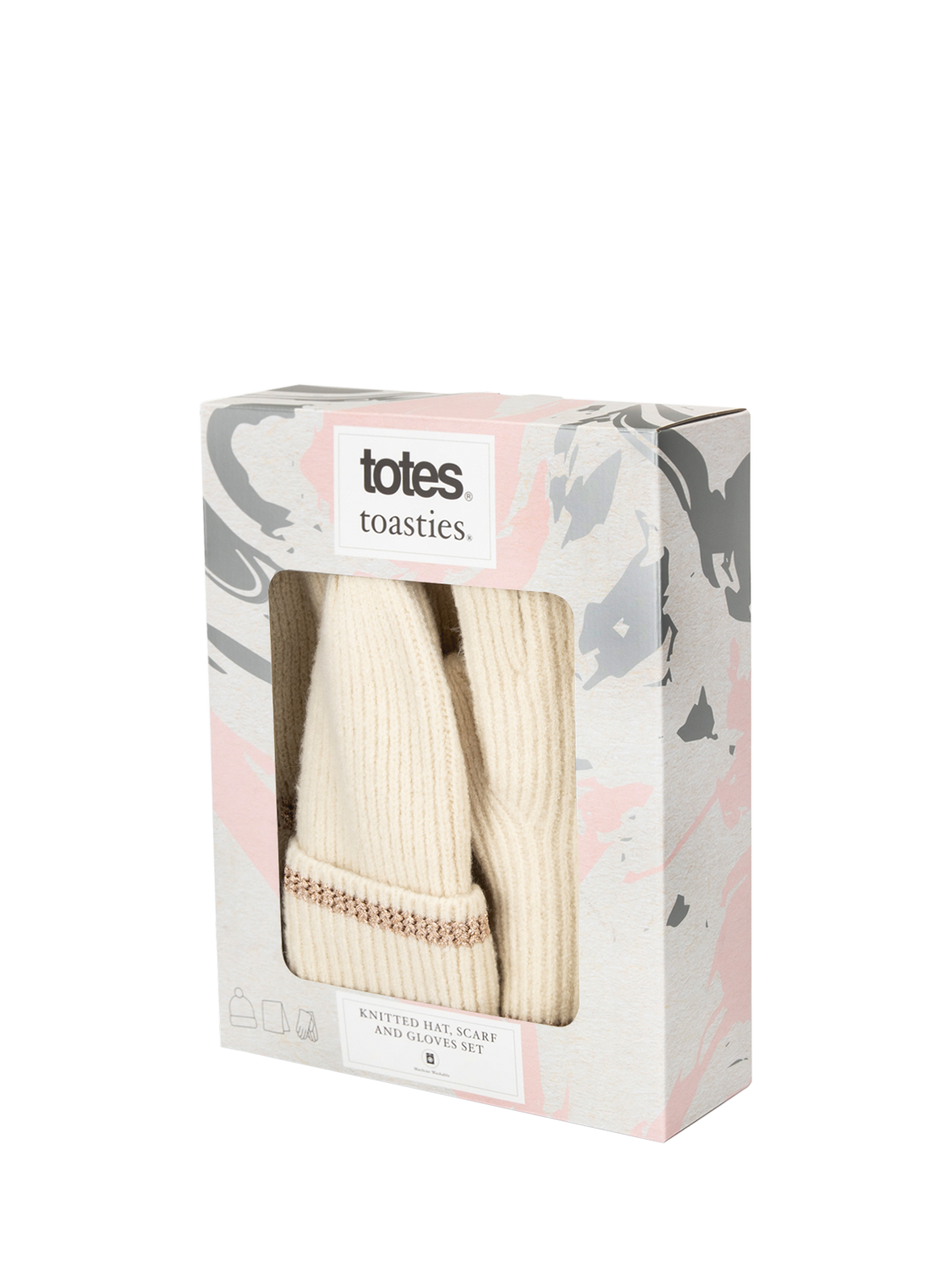 Product image 3 of 4, which shows totes Knitted Hat, Scarf & Gloves Set, Oat, One Size