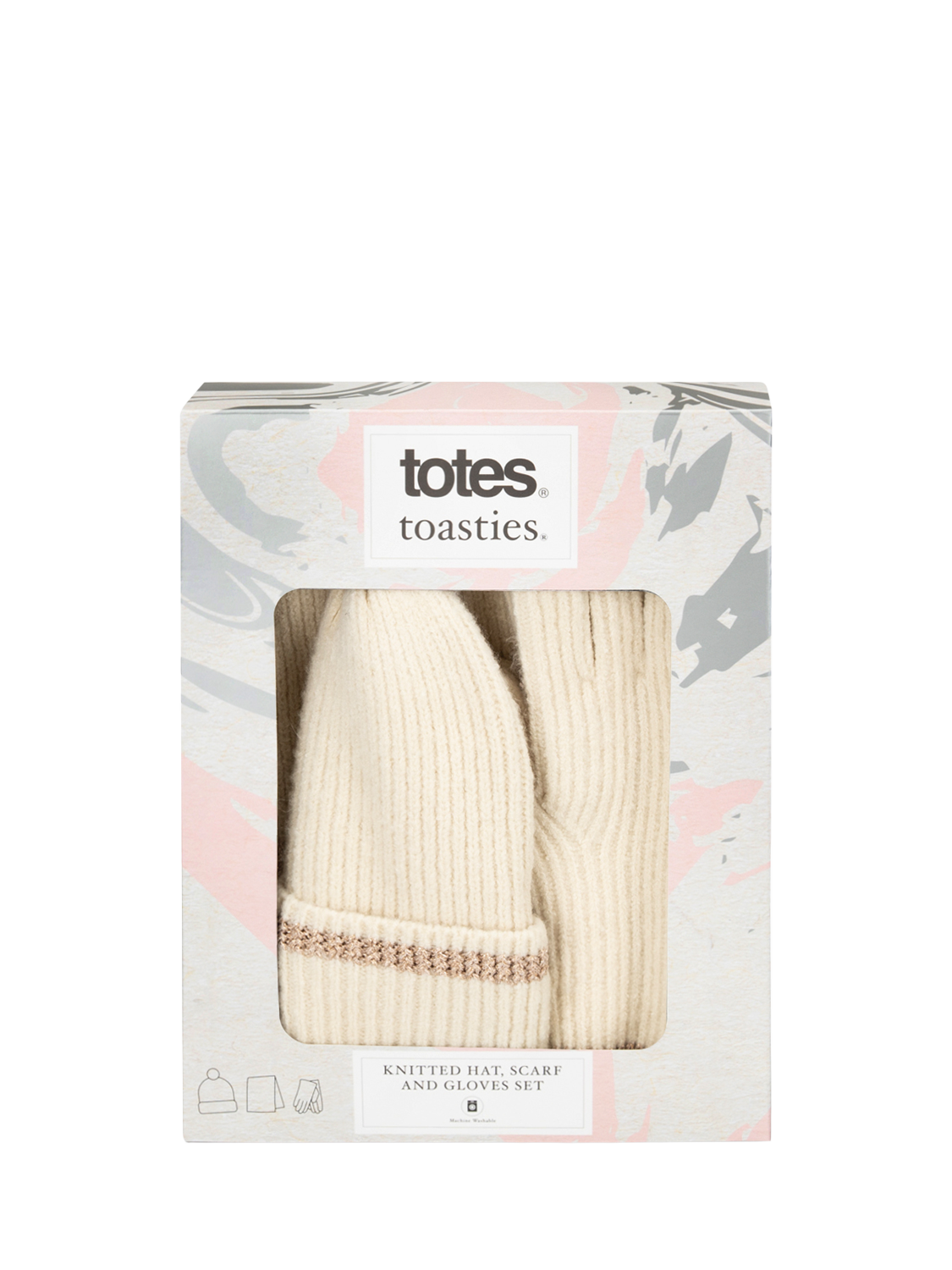 Product image 4 of 4, which shows totes Knitted Hat, Scarf & Gloves Set, Oat, One Size