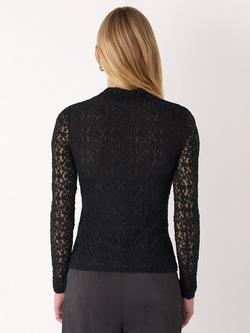 Whistles Lace Detail Blouse, Black - view 2, Black