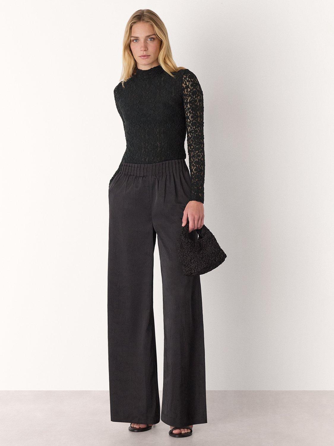 Product image 3 of 5, which shows Whistles Lace Detail Blouse, Black, 6