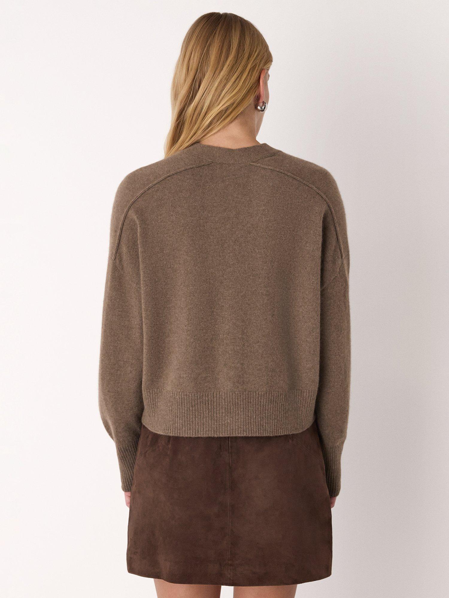 Product image 2 of 5, which shows Whistles Button Through Cashmere Cardigan, Neutral, XS