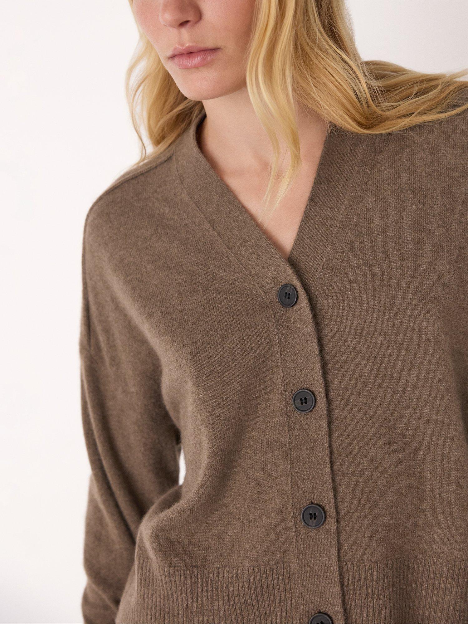 Product image 4 of 5, which shows Whistles Button Through Cashmere Cardigan, Neutral, XS