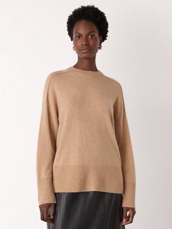 Whistles Seam Detail Pure Cashmere Jumper, Camel, Camel