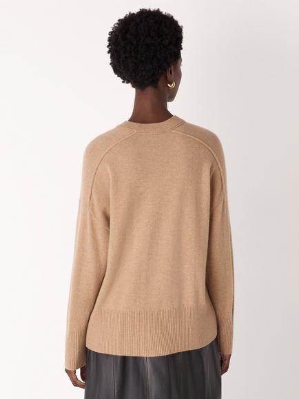 Whistles Seam Detail Pure Cashmere Jumper, Camel - view 2, Camel