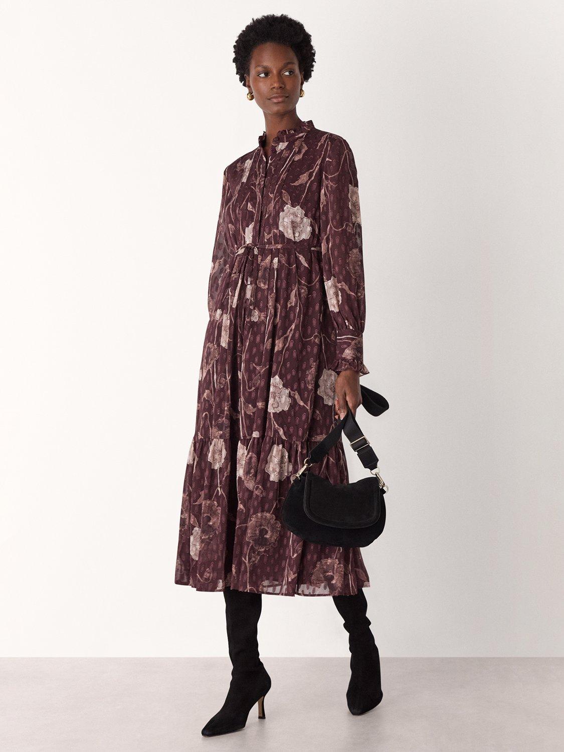 knee length dresses for ladies Blue Ditsy Floral Printed Short Sleeve Belted Midi Shirt Dress  AX Paris