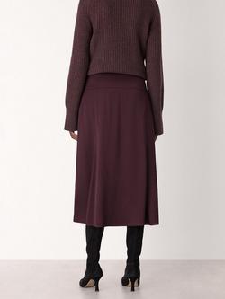 Whistles Satin Bias Cut Midi Skirt, Burgundy - view 2, Burgundy
