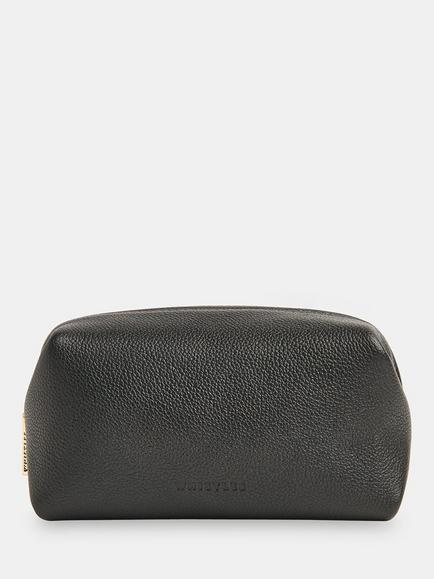 Whistles Ria Mini Leather Zip Pouch, Black, Black