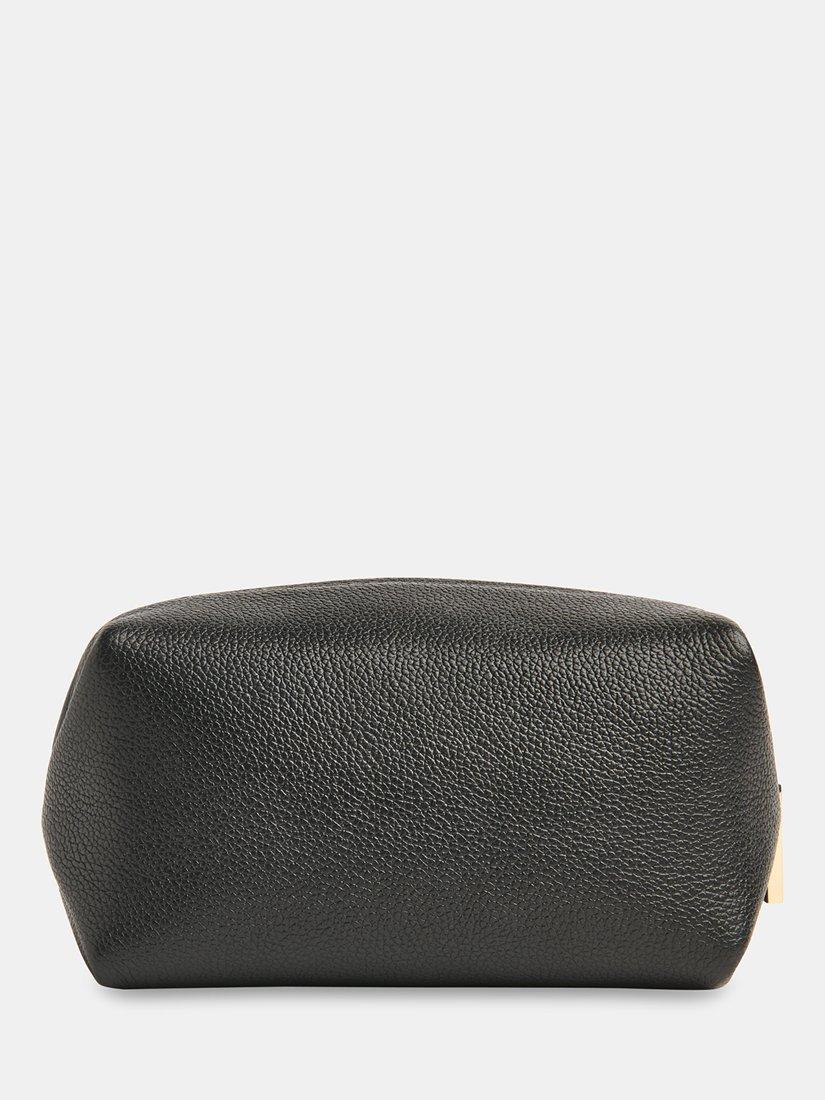 Product image 2 of 4, which shows Whistles Ria Mini Leather Zip Pouch, Black, One Size