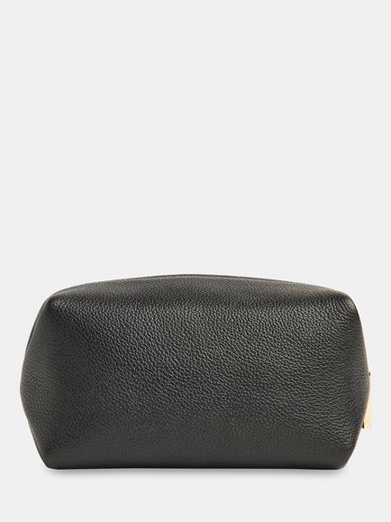 Whistles Ria Mini Leather Zip Pouch, Black - view 2, Black
