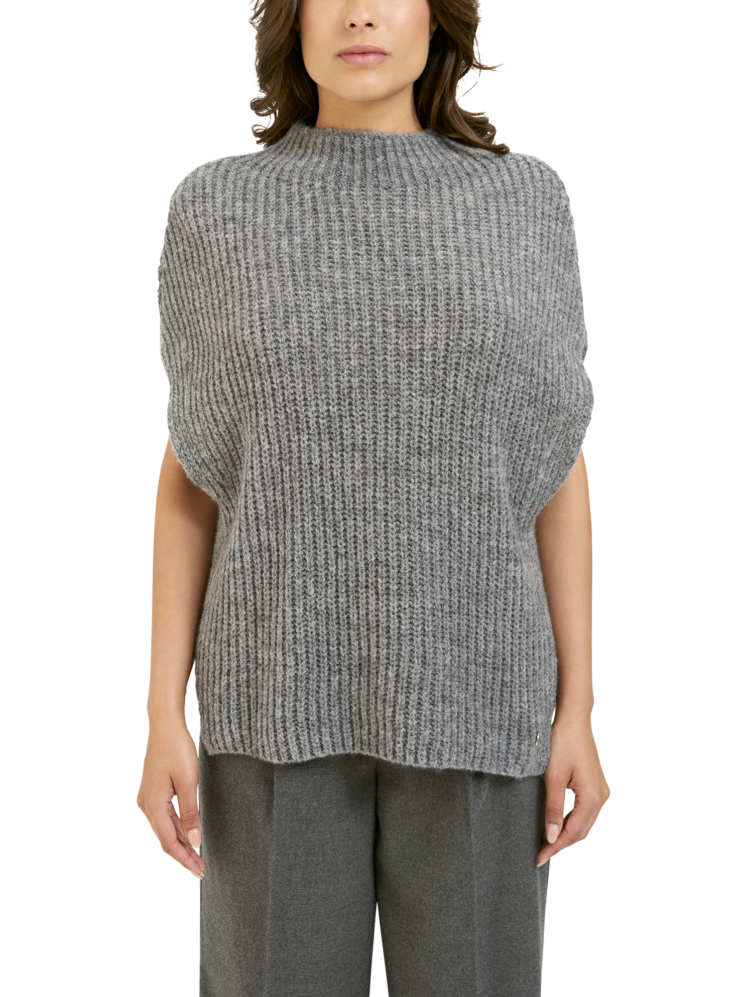 Product image 1 of 4, which shows Smith & Soul Funnel Neck Stand Collar Jumper, Dark Grey, S-M