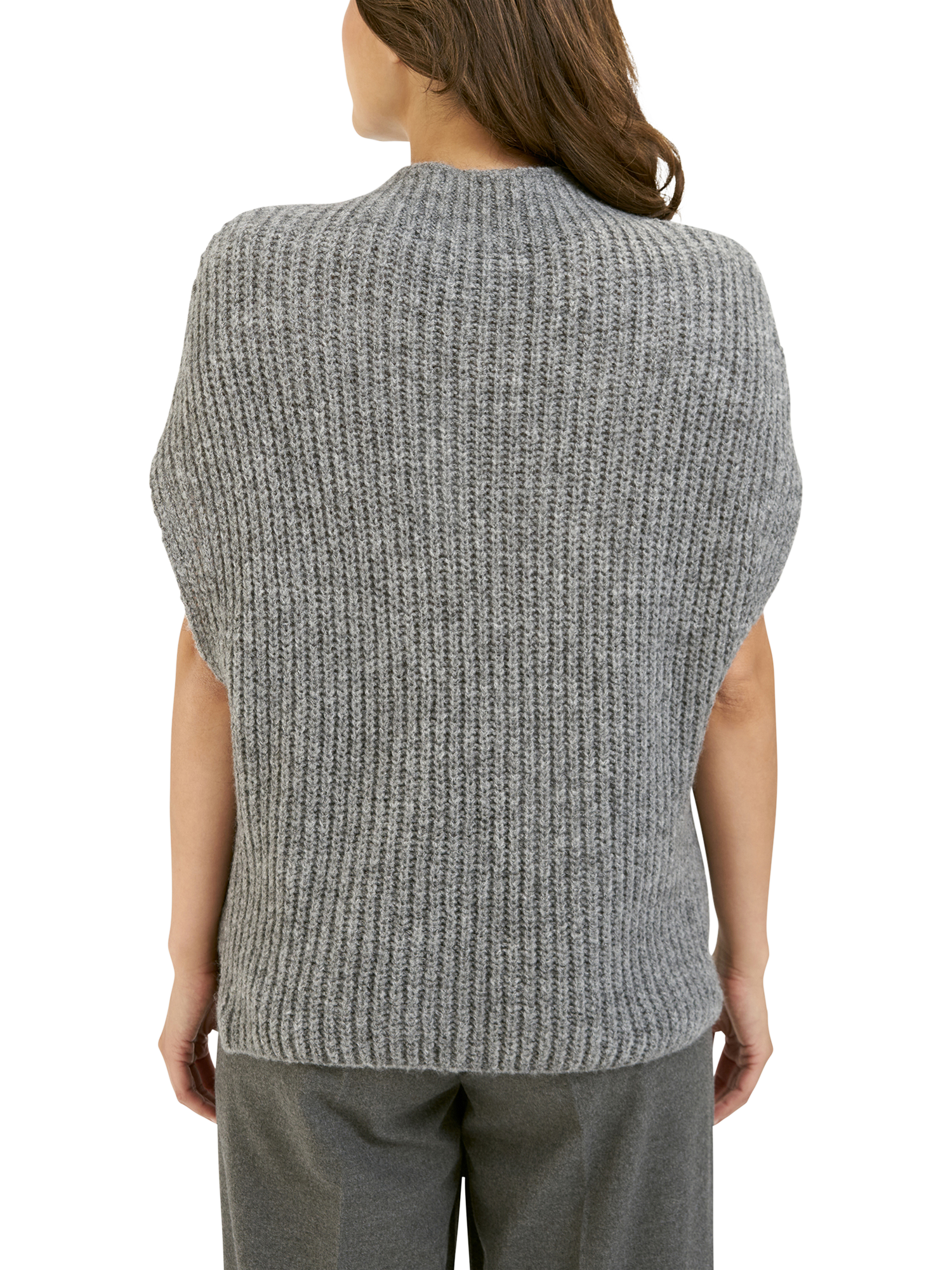 Product image 2 of 4, which shows Smith & Soul Funnel Neck Stand Collar Jumper, Dark Grey, S-M